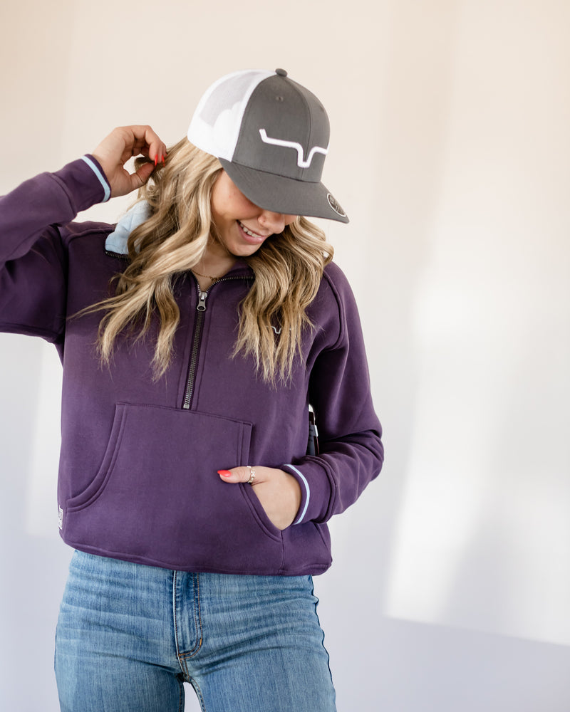 Malta Cropped Qtr Zip - Plum