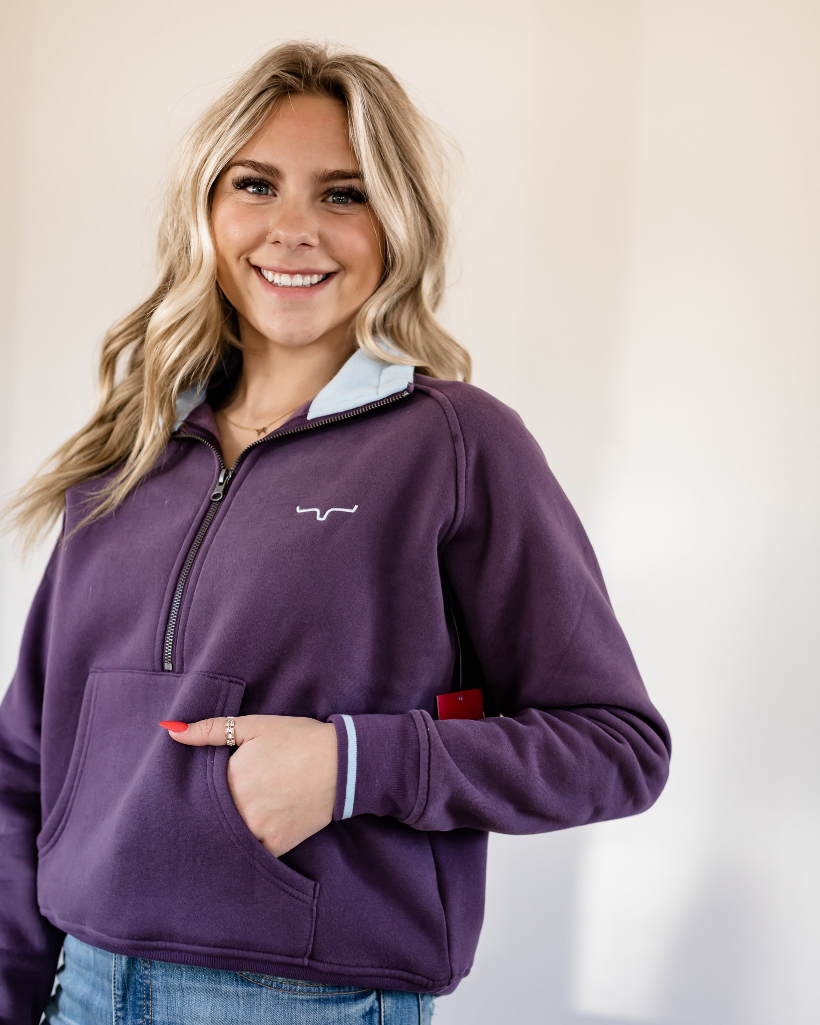 Malta Cropped Qtr Zip - Plum