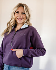 Malta Cropped Qtr Zip - Plum