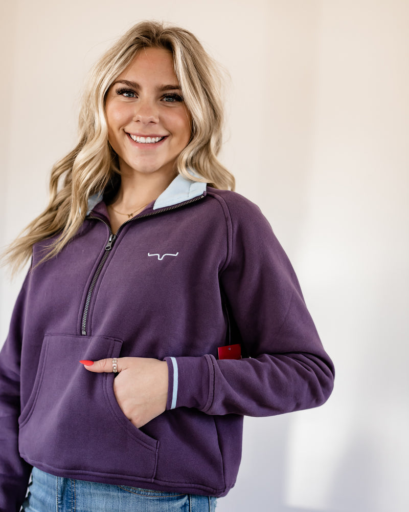 Malta Cropped Qtr Zip - Plum