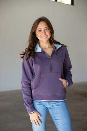 Malta Cropped Qtr Zip - Plum